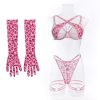 Wildcat Chain Lingerie Set – Pink Leopard 4 Piece detail