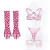 Wildcat Chain Lingerie Set – Pink Leopard 4 Piece detail back