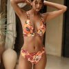 Floral High Waist Bikini Set with Double Straps – Orange Blossom