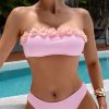 Ruffled Floral Bandeau Bikini Set – Blossom Pink1