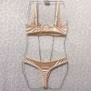Satin Underwire Lingerie Set – Champagne back