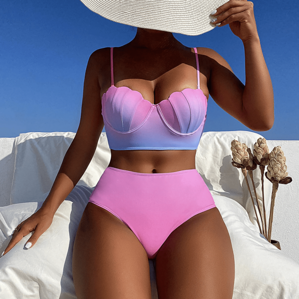 Shell Cup Underwire Bikini Set – Pink to Blue Ombre e1751251183188