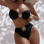 Бикини-бандо с высокой талией и декором в виде морской звезды — чёрное