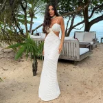 Элегантное макси-платье с жемчужными вставками